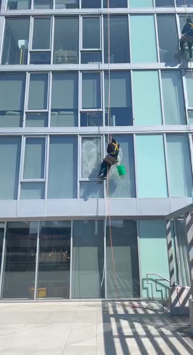 Almost done with a window washing job